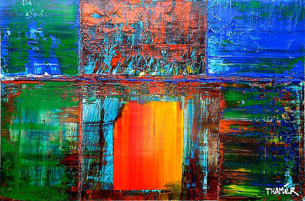 Komposition mit Orange - Nr. FT 0067 von Franco Thamér | Werkschau 2015 bei Art-Everett.com